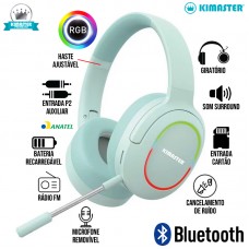 Headset Gamer Bluetooth RGB K25 Kimaster - Verde